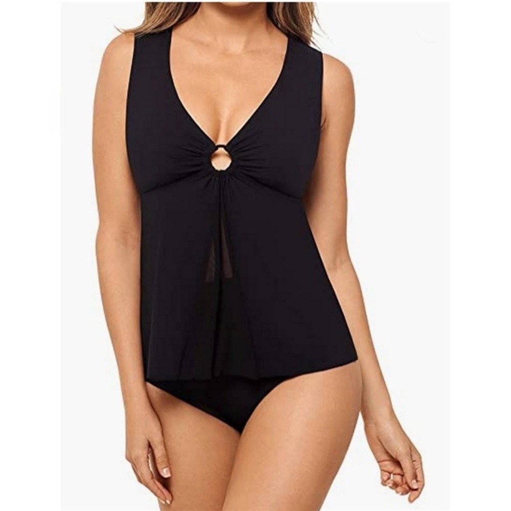 NWT MiracleSuit 6 Amoressa Mombasa Jomo Plunging Neckline Tankini Top 115797